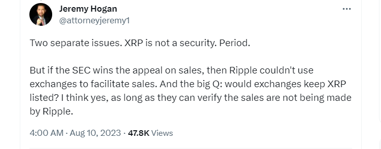 ‘XRP is not a security. Period’ — Crypto lawyers on Ripple’s case amid SEC appeal