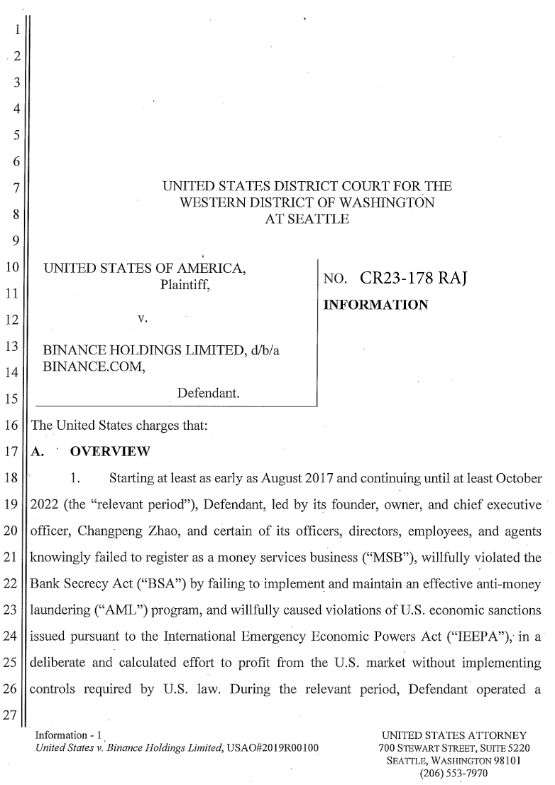 Binance settles with US government: Timeline of enforcement actions