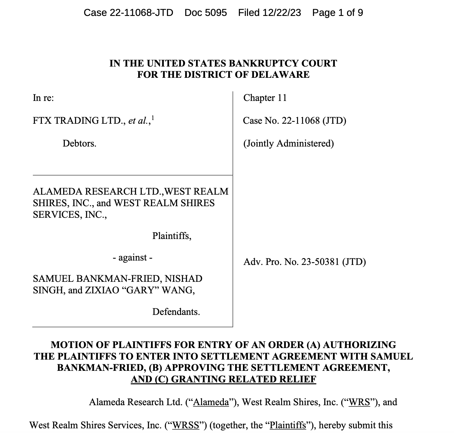 FTX debtors propose separate deal with Sam Bankman-Fried over Embed acquisition