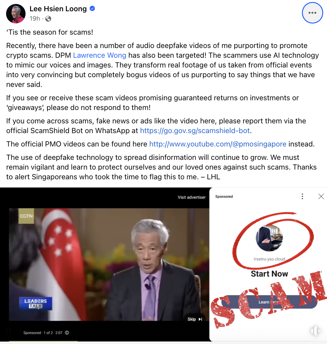 Singapore PM warns residents about deepfakes using likeness for crypto scams