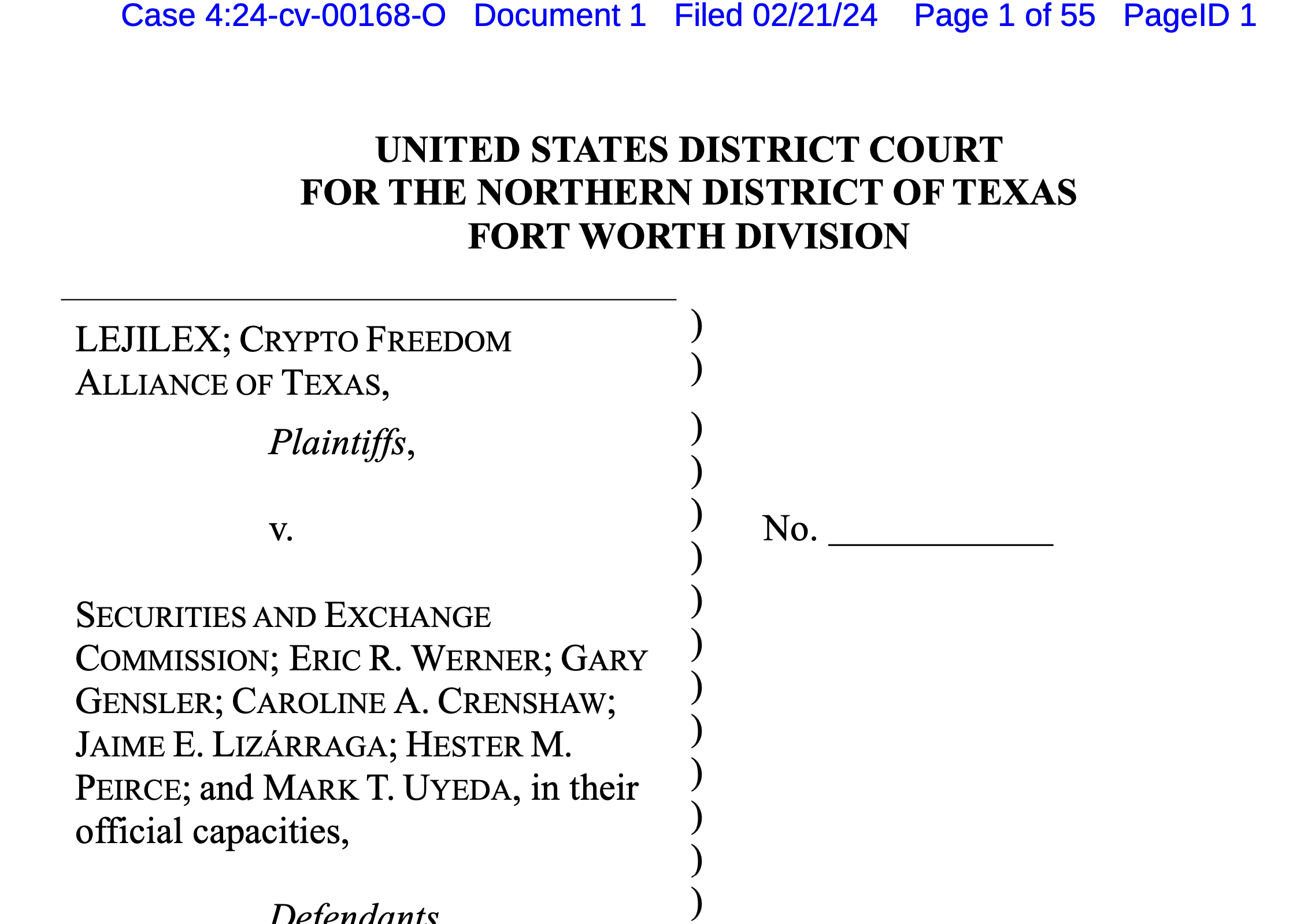 Texas company mounts court challenge to SEC crypto authority