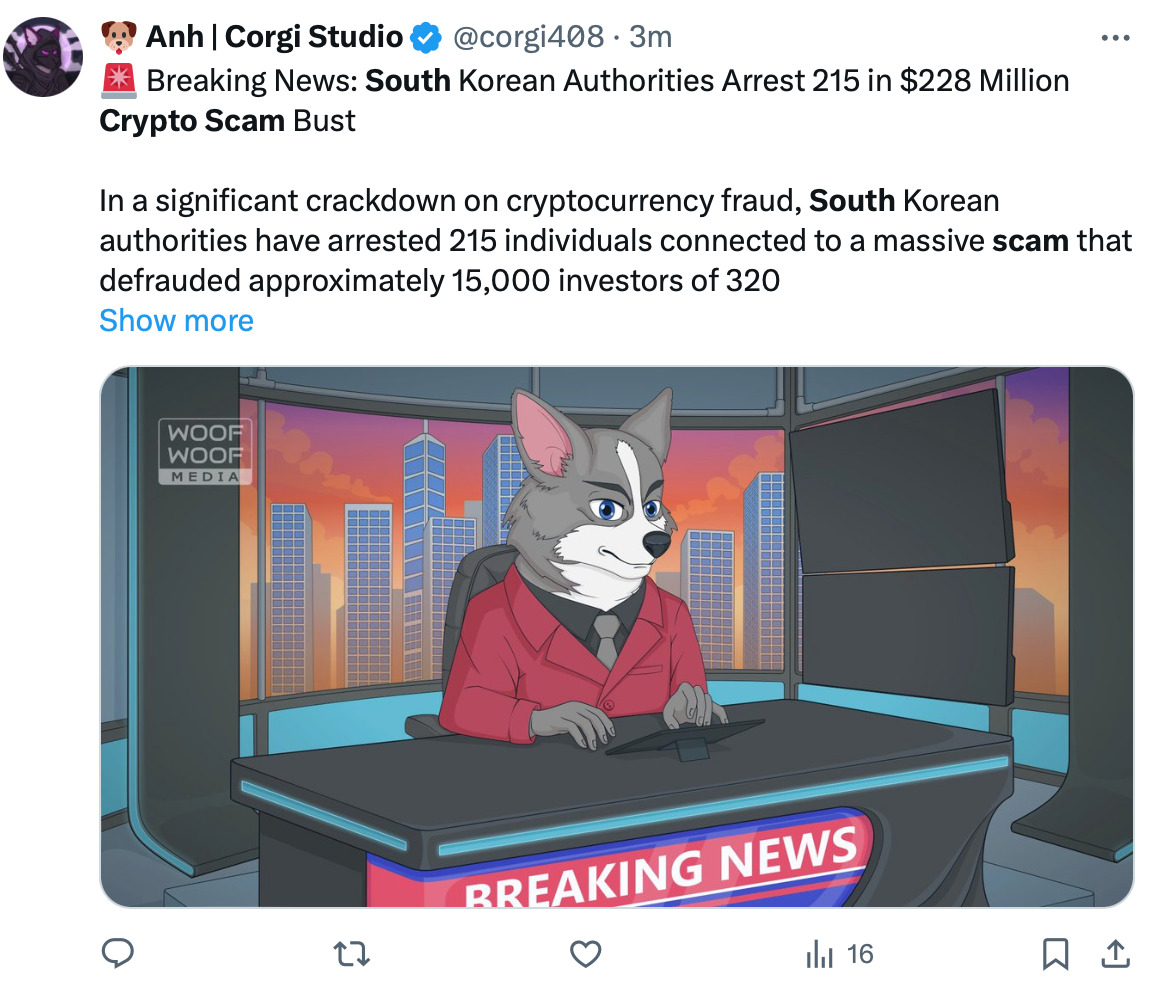 S. Korean influencer allegedly led $232M crypto scam, 215 arrested