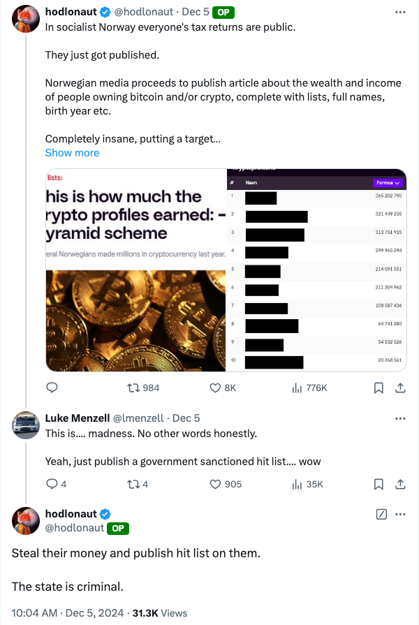 ‘Insane’: Crypto hodler’s at risk from Scandinavia’s tax ‘hit lists’