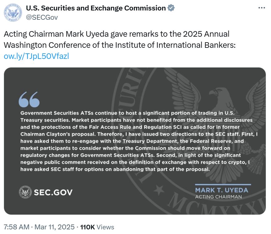 SEC looking to abandon effort requiring crypto firms to register as exchanges